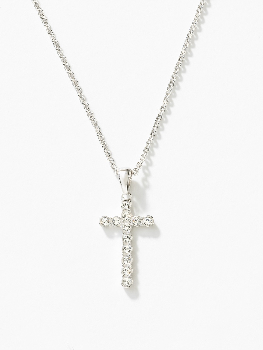 Touchstone Crystal by Swarovski Faith Cross Pendant Necklace - Silver Tone
